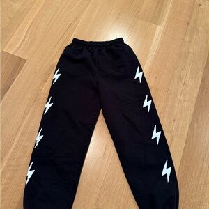 Black Lightning Print Joggers